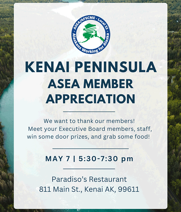 ASEA Kenai Member Appreciation Dinner May 7, 2025, at Paradiso's Restaurant