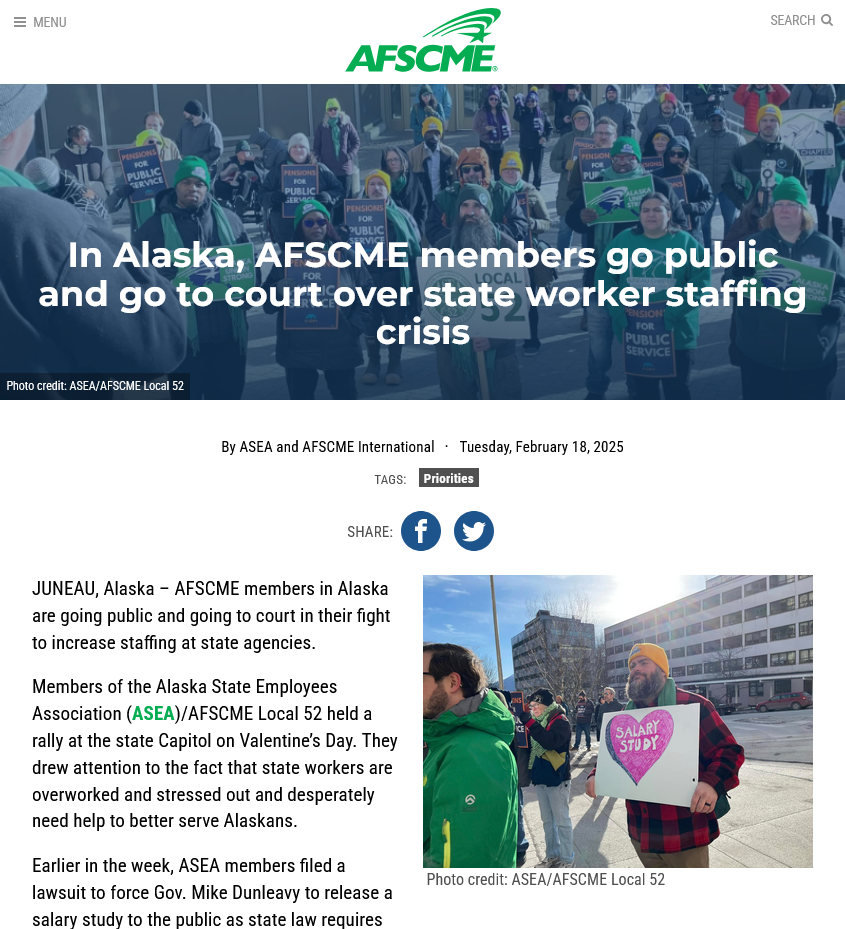 Screenshot AFSCME Blog 20250218