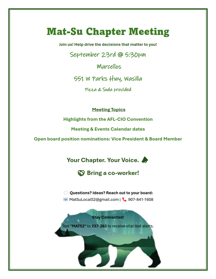 ASEA Mat-Su Chapter Meeting Sep. 23, 2026