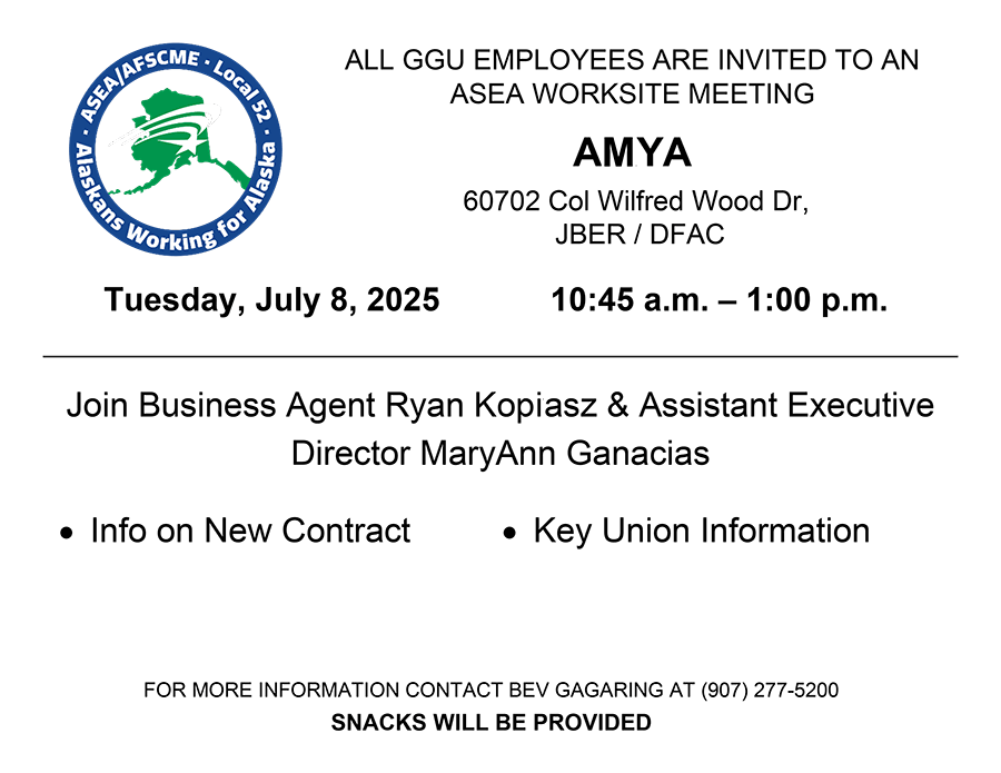 ASEA Worksite Meeting at JBER AMYA on July 8, 2025